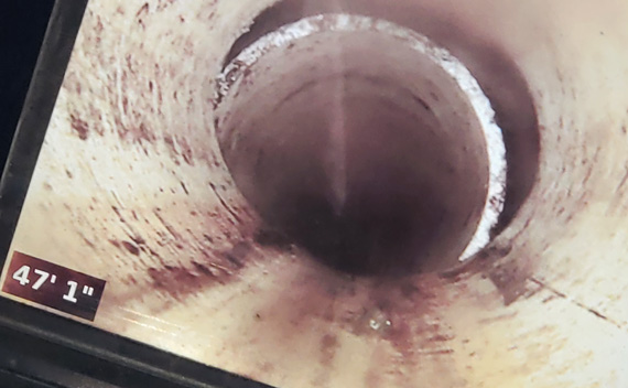 camera view of sewer pipe